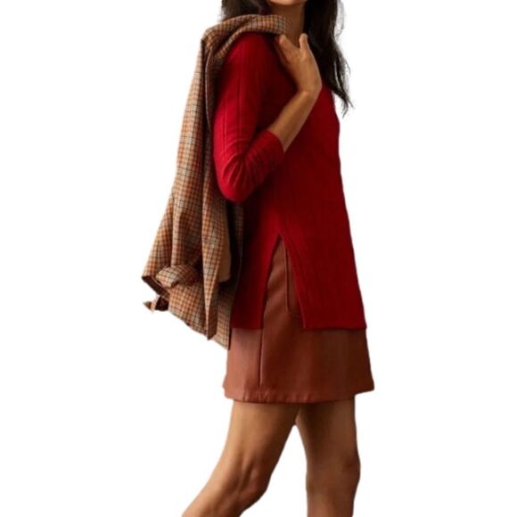 Anthropologie Ribbed Slide Slit Tunic Red New NWOT - Small - Picture 3 of 13